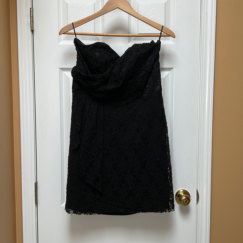 Express Black Lace Strapless Mini Dress (12)